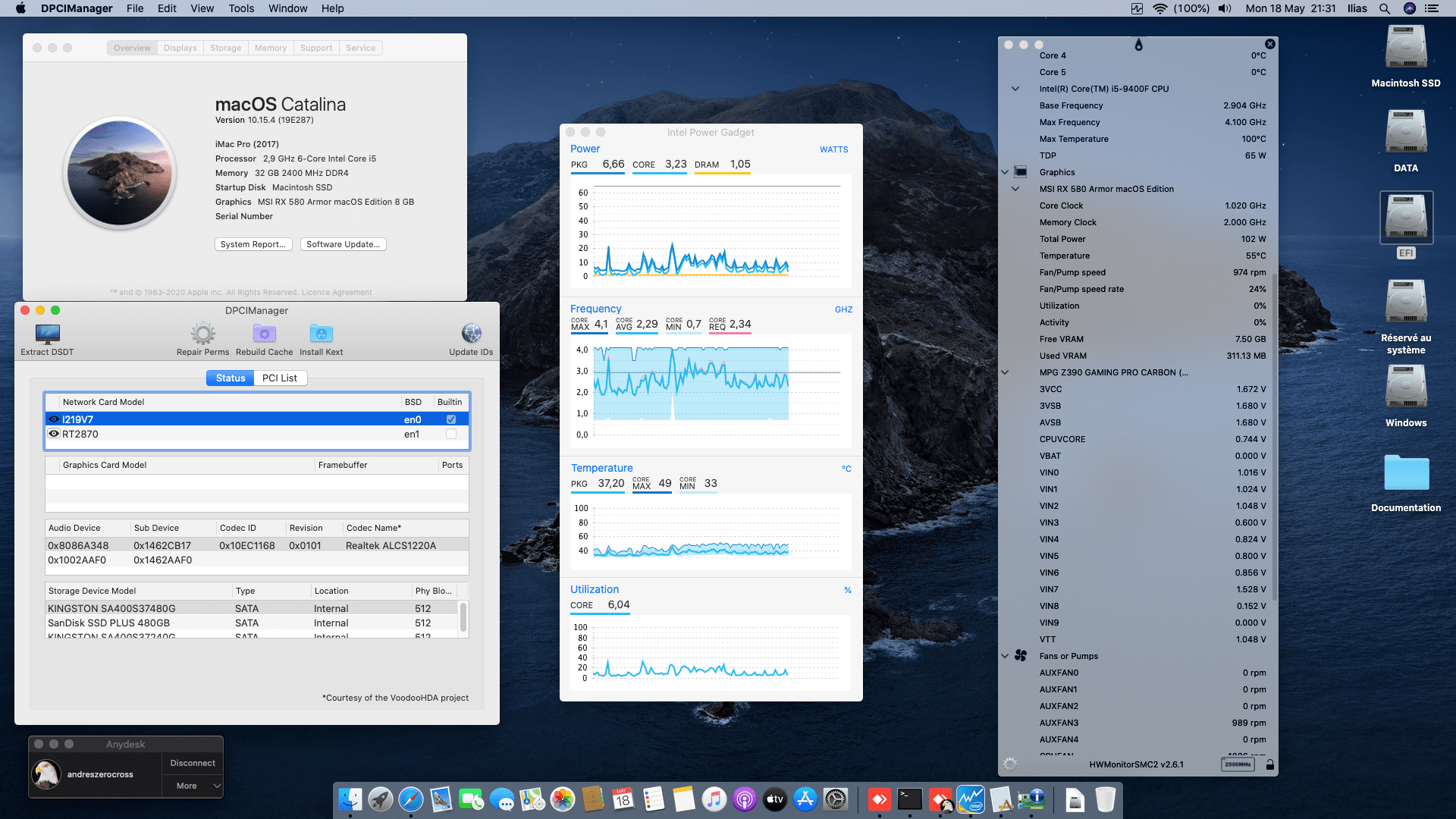 Success Hackintosh macOS Catalina 10.15.4 Build 19E287 in MSI MPG Z390 Gaming Pro Carbon + Intel Core i5 9400F + MSI RX 580 Armor